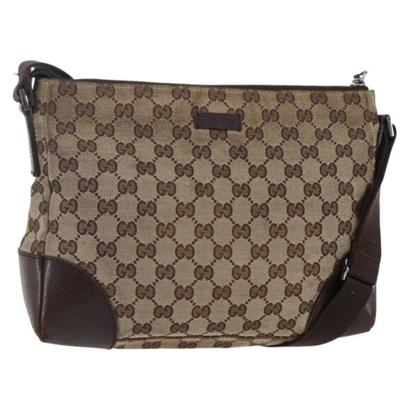 GUCCI GG Canvas Shoulder Bag Beige Silver 114273 Auth 146694 - Picture 1 of 16